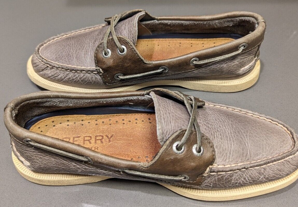 Sperry Topsider Original Boat Shoe. Flats Gray/Brown… Gem