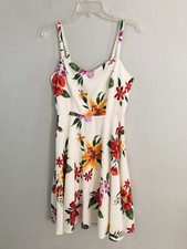 Old Navy Women’s Floral Ivory Red Green Spaghetti Strap Smoking Dress Size Small