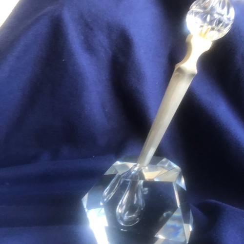 Crystal Paperweight Cut Glass Faceted & Letter Opener With A Crystal Ball On End - Picture 4 of 15