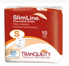 100ct Tranquility SlimLine Adult Disposable Brief w/ Tabs - Sz. S (10-10ct. pks)