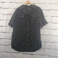 Affliction Shirt Mens XL Black Short Sleeve Button Down Buckle Style 10WV527B