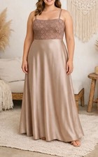 Alex Evenings Gold Sequin Formal Maxi Gown Sleeveless Mother of Bride Dress 16