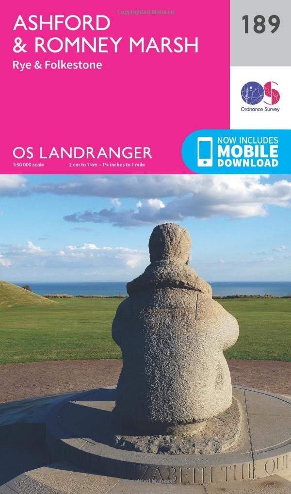 Ashford & Romney Marsh Rye & Folkestone Landranger Map 189 Ordnance Survey Lates - Image 5