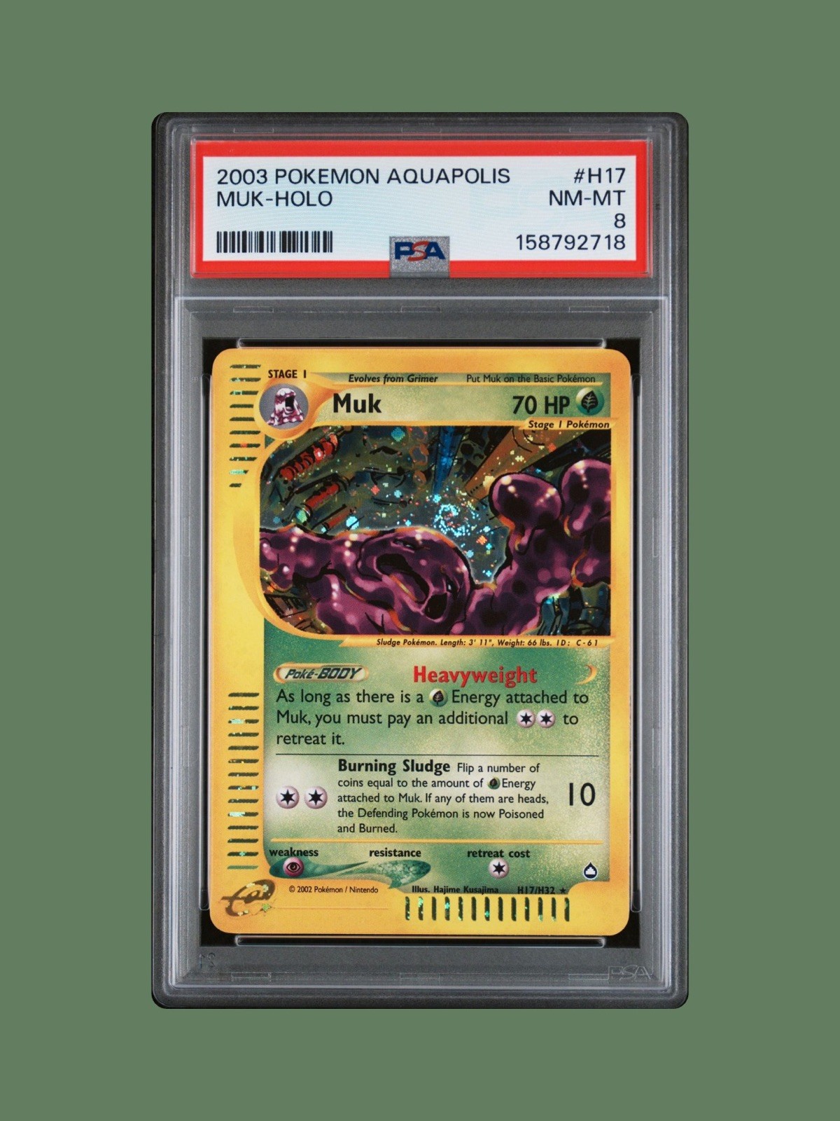 2003 POKEMON AQUAPOLIS #H17 MUK-HOLO PSA 8 NM-MT NEW CERT CLEAN