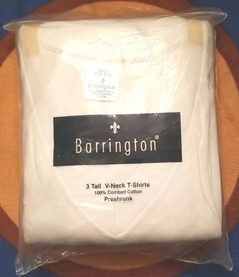 Vintage 3-Pack Barrington Men's White V-Neck T-Shirts 2XLT Canada Combed Cotton 