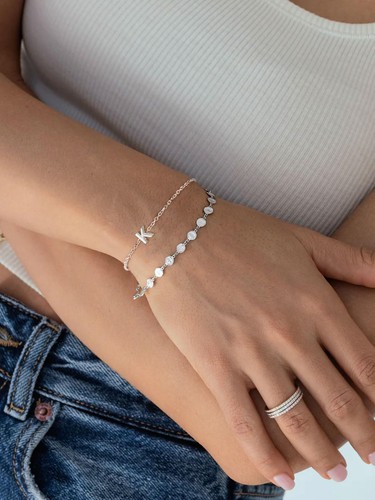 S925 Sterling Silver Initial Letter Bracelet,Dainty Silver Initial Anklets Br... - Picture 3 of 8