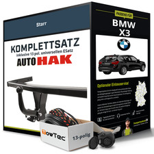 Für BMW X3 Typ F25 Anhängerkupplung starr +eSatz 13pol uni. 09.2010-02.2014 NEU