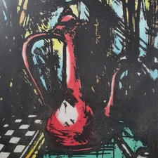 Vintage Signed Hiroki Morinou (B. 1947) Woodcut in Color