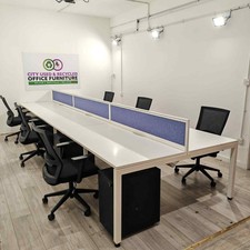 Senator 6-Person Bench Desking, Desktop Screens, Scalloped, White, W1600mm [F...