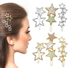 6 Pcs Multi Sizes Crystal Stars Hair Clips, Rhinestone Vintage Cluster Metal ...