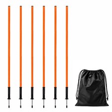 6 Pcs 5FT Adjustable Agility Training Poles, Stainless Steel Ground Spring