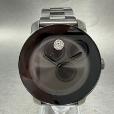 Movado Bold Watch Women 36mm Black Dial Black Tone Crystal Accent New Battery