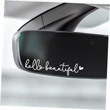 3PCS Hello Beautiful Rearview Mirror Decal - Vinyl Decor, Vanity White