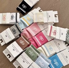 alo Women's Multicolor Crew Socks Large Cotton Striped Breathable