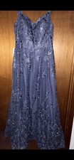 NEW Sz10 JJ  s House Stormy Blue Flowing Formal Event Gown Dress Cascading Flower