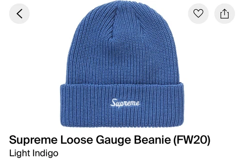 Bonnet Supreme 2020 Loose Gauge neuf INDIGO NEUF JAMAIS PORTÉ ÉPUISÉ