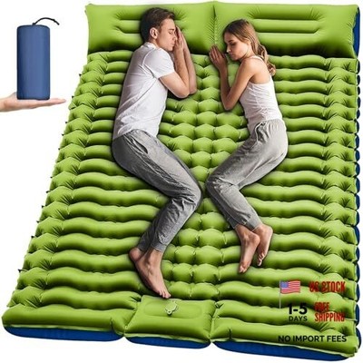 Double Sleeping Pad - Self Inflating 4'' Extra-Thick for 2 Person with Green