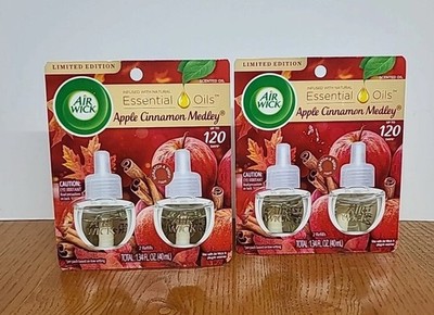 Ltd Edition Air Wick Scented Oil Apple Cinnamon Medley Fragrance Refills 2 2pks