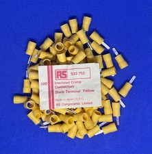 Insulated Yellow Flat Blade Crimp Terminals 2.8mm. Pack of approx 100