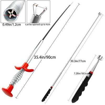 Magnetic Pickup Tool and Grabber Set, 35-inch Flex