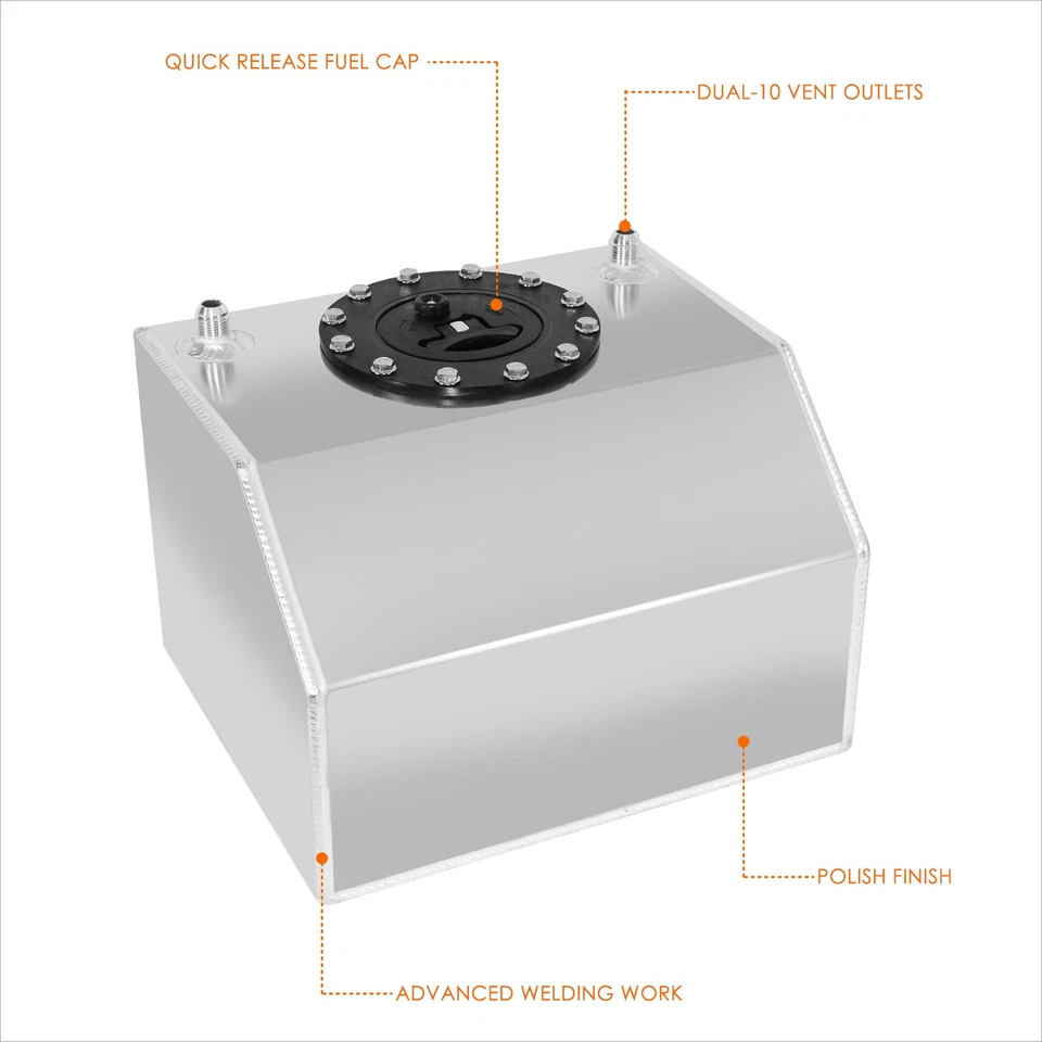 Tanque de gas/cella de combustible metálico de aluminio ligero de 4 galones con tapa de liberación rápida Foto 3 de 4
