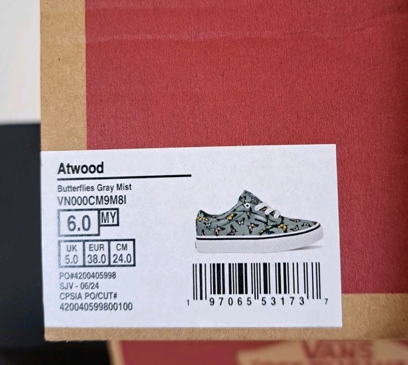 Vans Kids Girls Atwood Butterflies Printed Sneakers Casual Skate Style  US 6 thumbnail 14