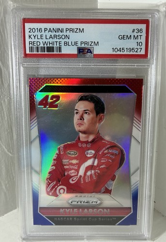 2016 Panini Prizm NASCAR - Kyle Larson #36 Red White & Blue Prizm PSA 10