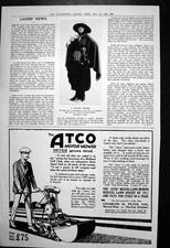 Old Vintage Print Ladies Walking Costume Atco Motor Lawn Mower ú75 1921