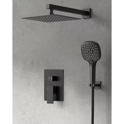 #ad #ad 2 Spray Square High Pressure Wall Bar Shower Kit with 3 Modes Hand Shower in Mat $245.28