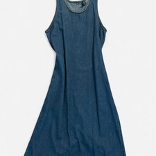 Vintage blue denim midi dress