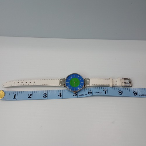 Anne Klein Women’s Watch White Leather Band Blue Green Dial New Battery 34mm - Picture 10 of 10