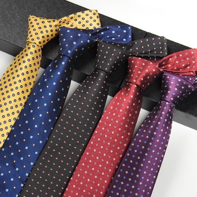 Neue klassische gepunktete Herrenkrawatte Satin Business Krawatte Gentleman mit Geschenkbox