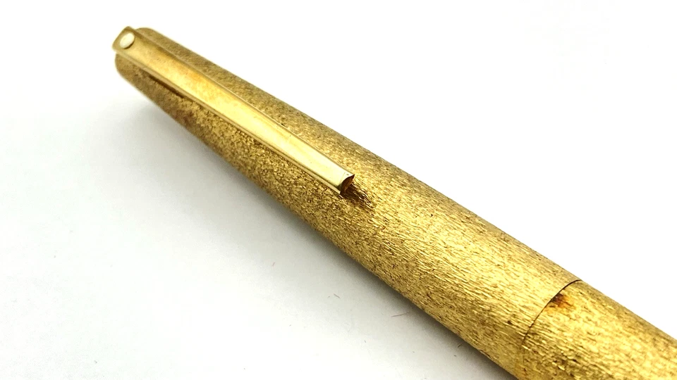 复古 SHEAFFER STYLIST FOUNTAIN PEN IN ROLLED GOLD LAME PATTERN 14K 中号 全新带盒 — 第 3/4 张图片
