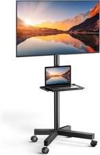 Rolling TV Stand on Wheels for 23-60 Inch Flat Curved Screen TVs, Mobile TV Cart