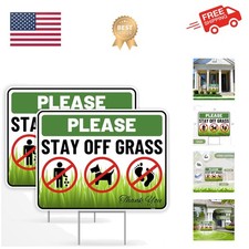 2PC Stay Off Grass Sign with Stake, 17 Inches by 13 Inches - Corrugated Plast...