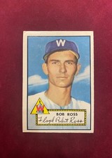 1952 Topps Bob Ross ( WASHINGTON SENATORS ) RED BACK SP Rookie Card RC #298 NICE. rookie card picture
