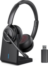 Wireless Bluetooth Headset with Mic,Noise Cancelling Mute Button for Work/Zoom  