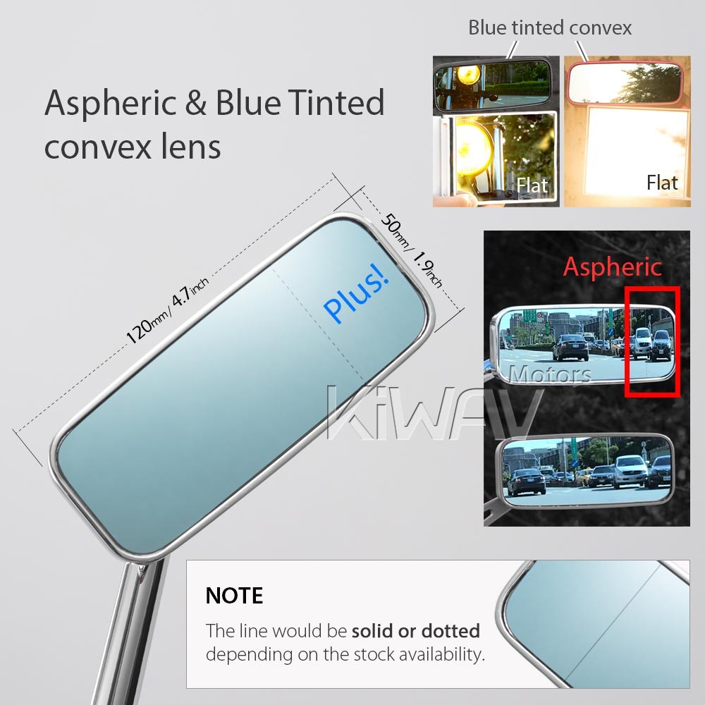 KiWAV chrome mirrors ClassicPlus with clips for 7/8" 22mm handlebars mount