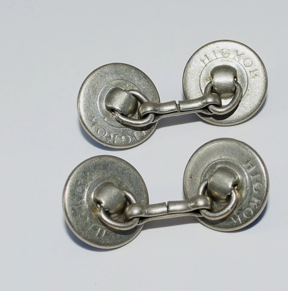 Abotoaduras antigas estilo corrente Hickok com pedras de cor safira corte brilhante - Imagem 3 de 3