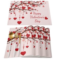Valentines Day Placemats Set of 6 Happy Valentine's Day Tablemats for Dinner ...