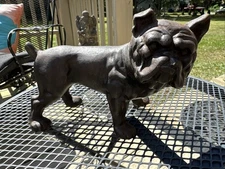 Vintage Antique Hubley? English Black Bulldog Cast Iron Dog Bank Doorstop