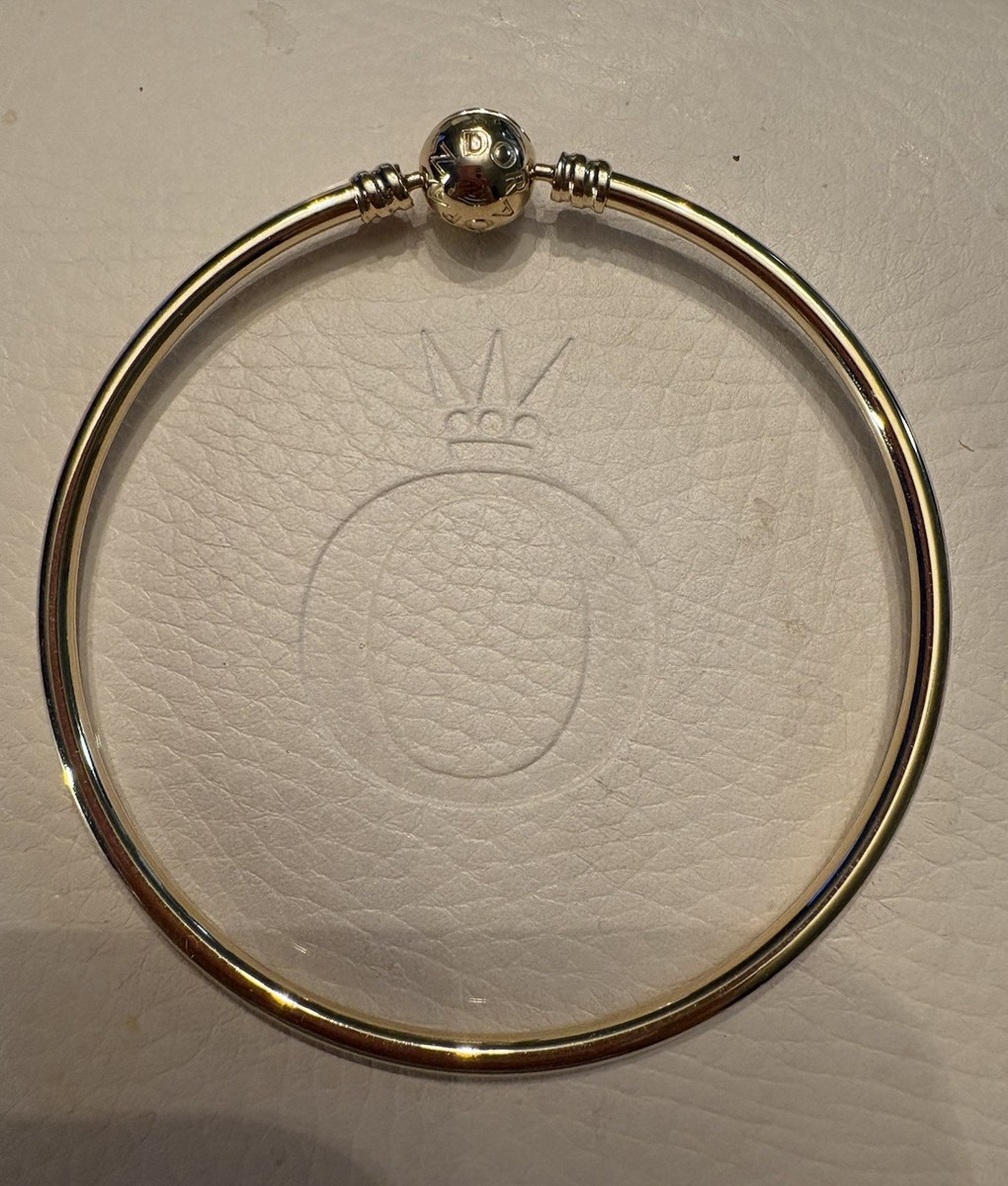 Pandora Moments Solid 14k Yellow Gold Bangle Bracelet 8.3 inch | eBay