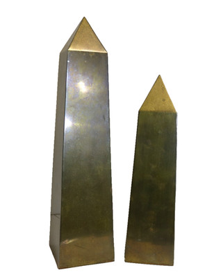 Italian Mid-Century Raymor Imports Brass Obelisks 13.5''-A Pair