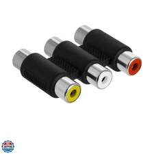 3 RCA Female to Female Coupler Three RCA Jack to Tripple Jack Adapter Yellow ...
