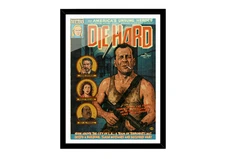 Die Hard Retro Comic Poster | John McClane Beat Up at Nakatomi Plaza | Holly A5