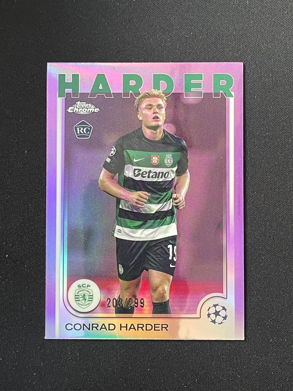 Conrad Harder 2024-25 Topps Chrome UEFA Violet Refractor 203/299 RC #177