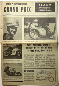 1961 USMC GRAND PRIX ROSAMOND CA RACEWAY MIKE HAILWOOD MOTORCYCLE RACE NEWSPAPER