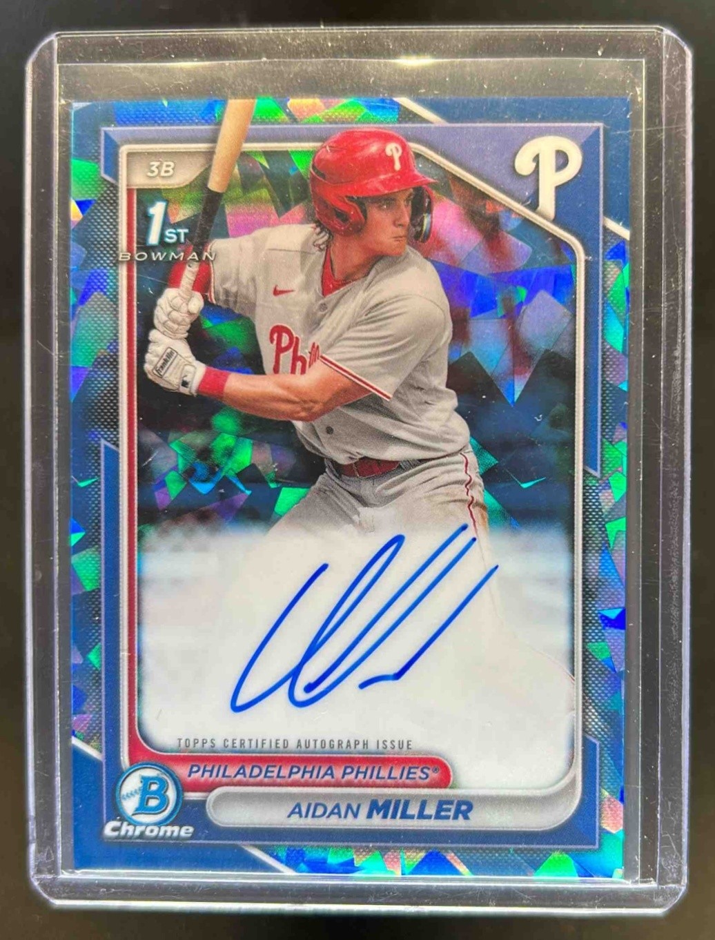 2024 Bowman Sapphire Aidan Miller Chrome Auto 1st Prospect #BSPA-AM Phillies
