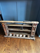 Antique LARGE Mallet 6 Player Wood Croquet Set With Wood Carrying Case Frame