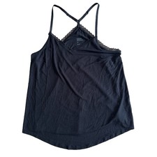 Stars Above Womens Camisole Pajama Top Black Soft and Relaxed Adj Straps Medium